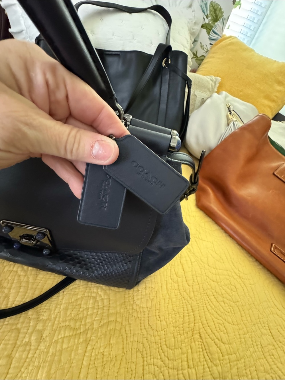 Coach Navy BlueLeather Satchel with Top Handle - Picture 2 of 7